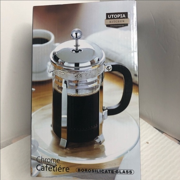 Utopia Kitchen French Press 8 Cup Chrome Cafetiere - Picture 2 of 6